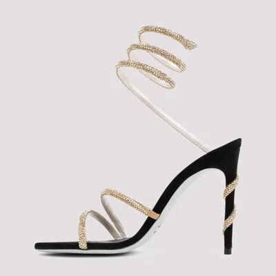 René Caovilla Crystal-embellished Stiletto Sandals With Spiraled Strap In Black