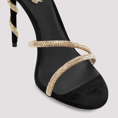 René Caovilla Crystal-embellished Stiletto Sandals With Spiraled Strap In Black