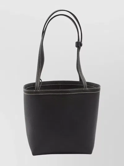 The Row Edium Park Tote Stitch Leather Bag In Black