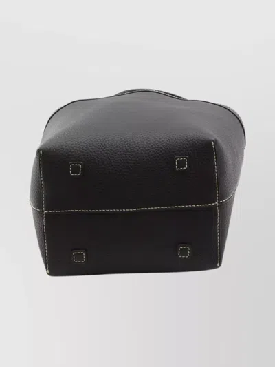 The Row Edium Park Tote Stitch Leather Bag In Black