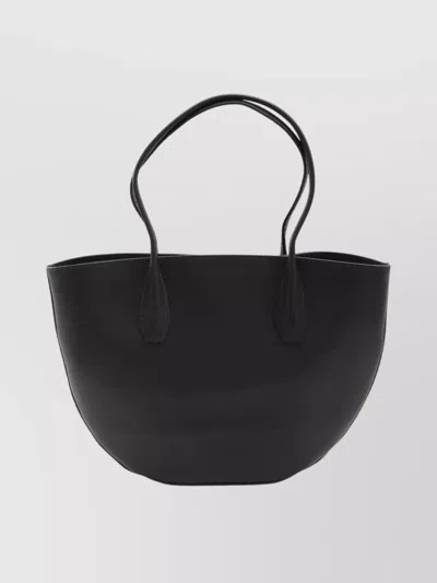 The Row Geometric Leather Tote Bag Handles In Black