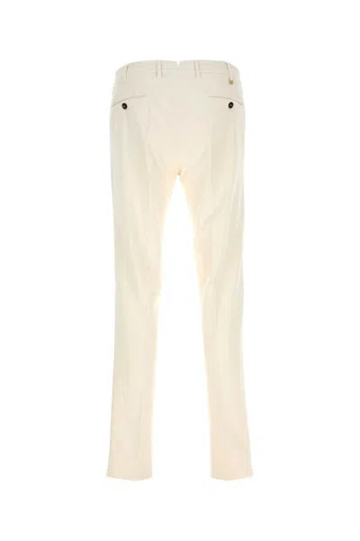 Pt Torino Stretch Cotton Blend Trousers Featuring Pockets In White