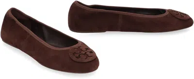 Tory Burch Brown Suede Minnie Ballerinas In Brown