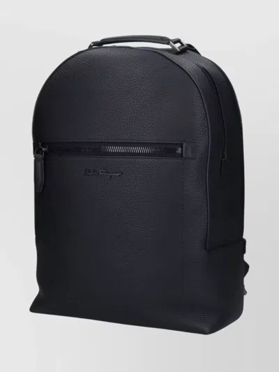 Ferragamo Textured Backpack Adjustable Straps In Black