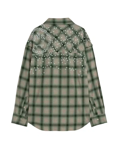 Barrow Shirt With Check Pattern And All-over Studs In Gray
