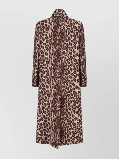 Alberto Biani Long Leopard Print Jacket With Notched Lapel In Animal Print