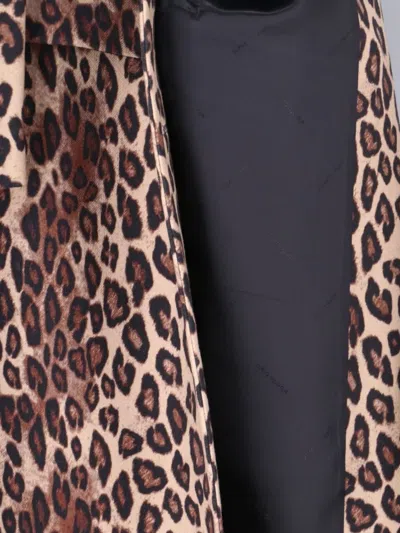 Alberto Biani Long Leopard Print Jacket With Notched Lapel In Animal Print