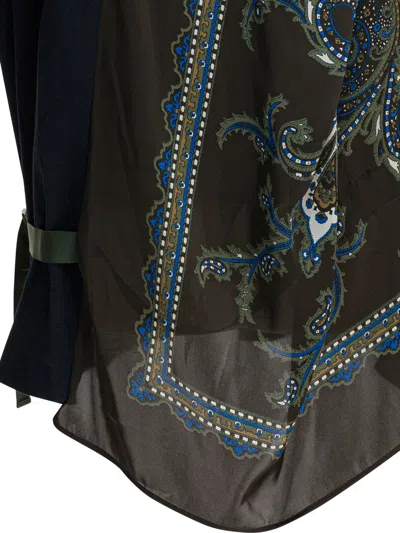 Sacai Paisley Print Paneled T-shirt In Blue