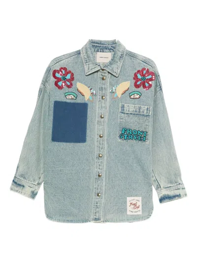 Front Street 8 Patchwork Denim Shirt In Multi