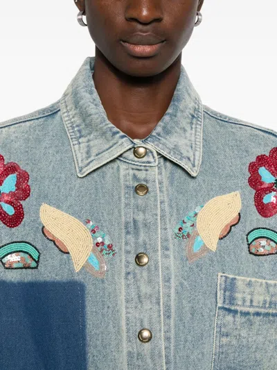 Front Street 8 Patchwork Denim Shirt In Multi