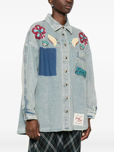 Front Street 8 Patchwork Denim Shirt In Multi