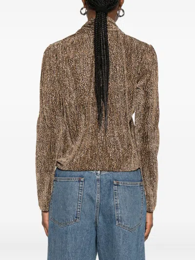 Iro Metallic High-neck Sweater In Brown