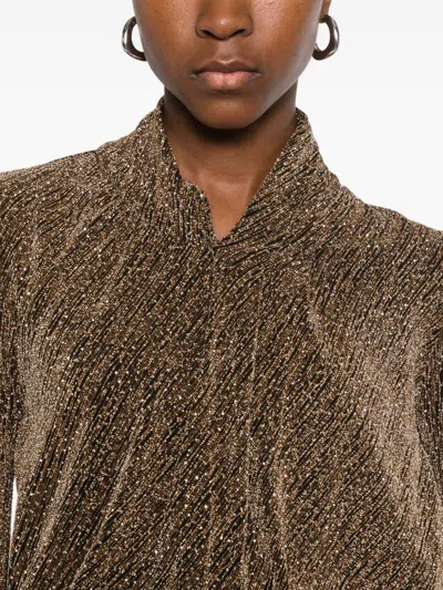 Iro Metallic High-neck Sweater In Brown