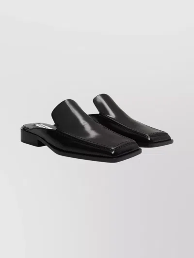 Alaïa Square Toe Leather Loafers With Block Heel In Black