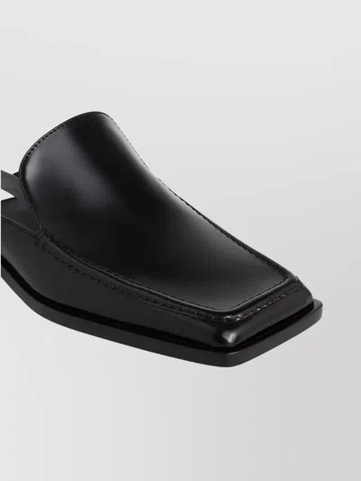 Alaïa Square Toe Leather Loafers With Block Heel In Black