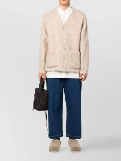 Studio Nicholson Cropped Wide Leg Denim Trousers In Blue