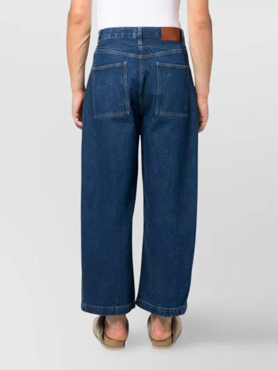 Studio Nicholson Cropped Wide Leg Denim Trousers In Blue