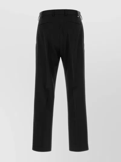 Pt Torino Tailored Wool Trousers With Pleats And Belt Loops In Black