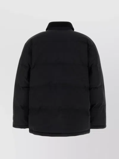 Carhartt Long Quilted Nylon Jacket Front Pockets In Black
