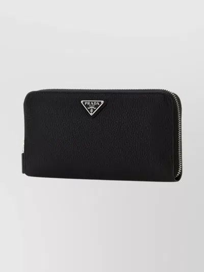 Prada Textured Leather Wallet And Cardholder In Black