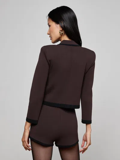 L'agence Janu Cont Trim Knit Jacket In Brown