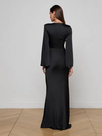 L'agence Manon Gown With Faux Fur In Black