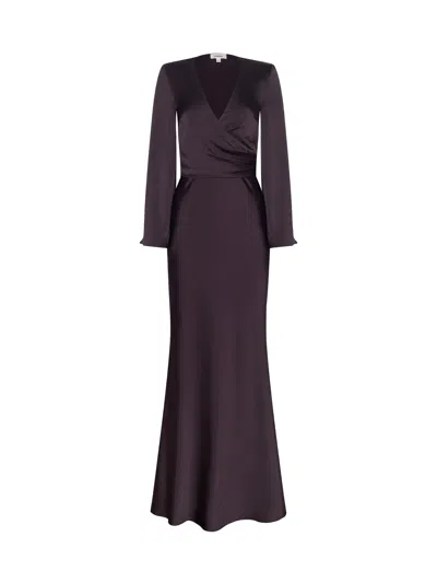 L'agence Manon Surplice Satin Maxi Dress In Purple