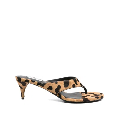 Alaïa Animal Flip Flops Mules In Brown