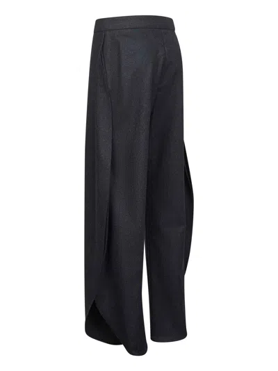 Alaïa Women Grey Wool Flannel Petal Trousers In Multi
