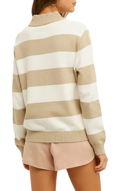 Wishlist Stripe Half-zip Pullover Sweater In Brown