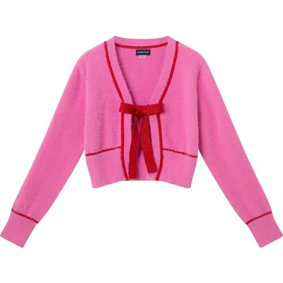 Andy & Evan Kids' Bow Cardigan In Pink