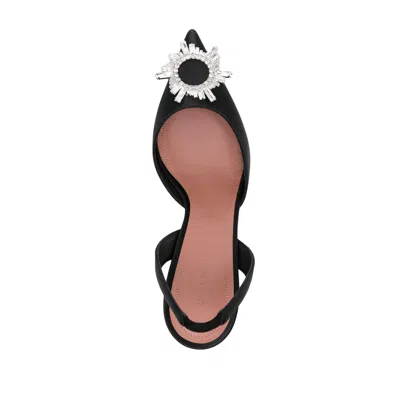 Amina Muaddi Leather Slingback Pumps Featuring Sculptural Heel In Black