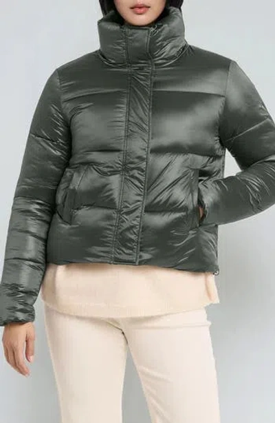 Noize Coco-el Water Resistant Crop Puffer Jacket In Green