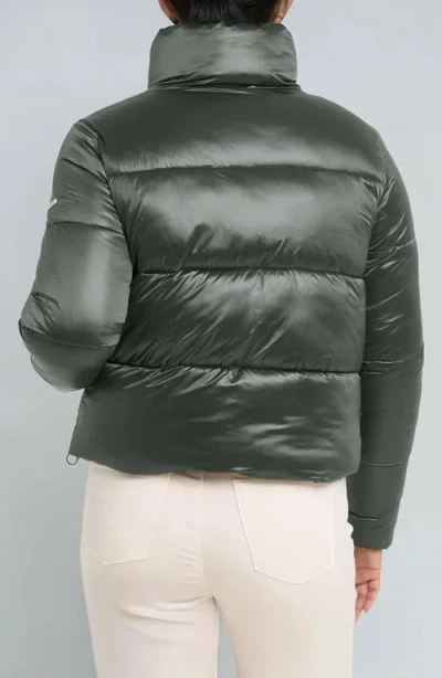 Noize Coco-el Water Resistant Crop Puffer Jacket In Green