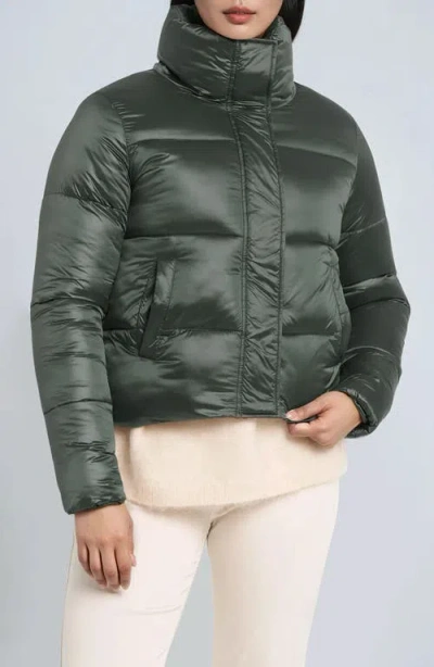 Noize Coco-el Water Resistant Crop Puffer Jacket In Green