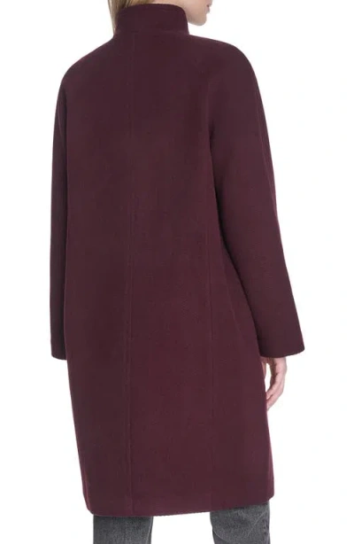 Cole Haan Asymmetric Closure Chevron Texture Wool Blend Coat In Multi