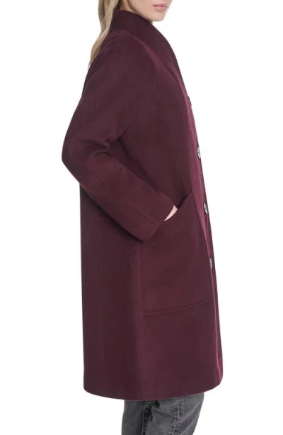 Cole Haan Asymmetric Closure Chevron Texture Wool Blend Coat In Multi