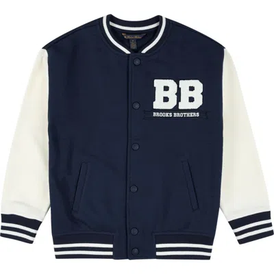 Brooks Brothers Kids' Logo Baseball Jacket In Blue