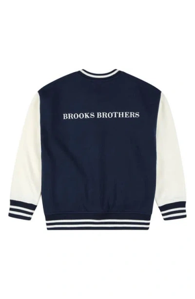 Brooks Brothers Kids' Logo Baseball Jacket In Blue