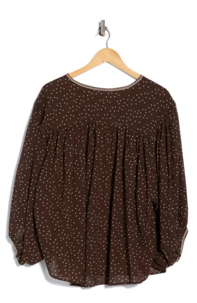 Max Studio Button Front Top In Brown