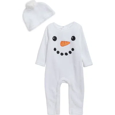 Baby Starters Snowman Face Romper & Hat Set In White