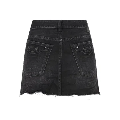 Balenciaga Washed Black City Mini Denim Skirt In Black