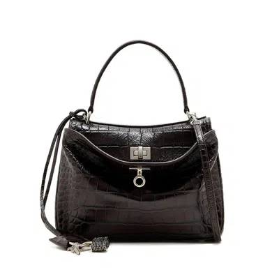 Balenciaga Women Brown Leather Mini Rodeo Handbag In Brown