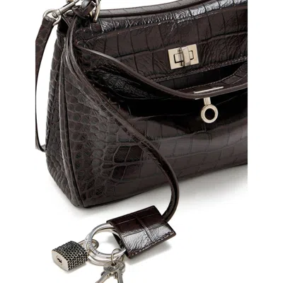 Balenciaga Women Brown Leather Mini Rodeo Handbag In Brown