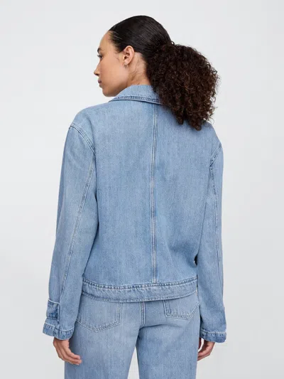 Gap Factory Supersoft Denim Utility Jacket In Blue