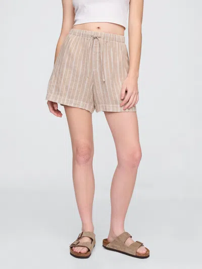 Gap Factory 4" Mid Rise Pull-on Linen-blend Shorts In Neutral