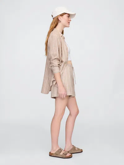 Gap Factory 4" Mid Rise Pull-on Linen-blend Shorts In Neutral