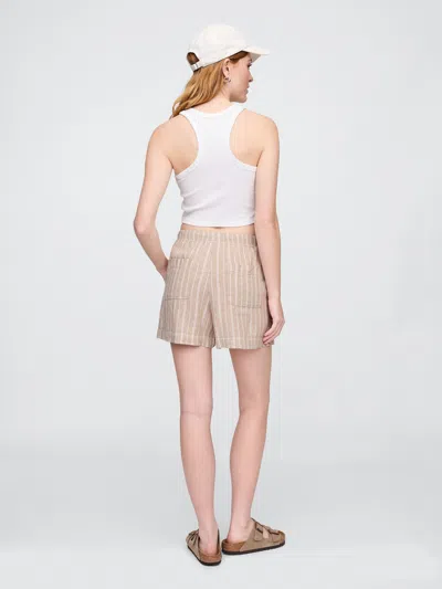 Gap Factory 4" Mid Rise Pull-on Linen-blend Shorts In Neutral