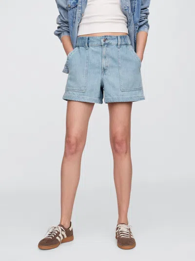 Gap Factory 4" High Rise Supersoft Denim Utility Shorts In Blue