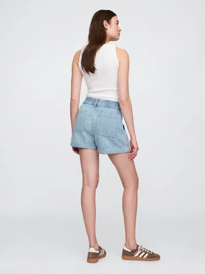Gap Factory 4" High Rise Supersoft Denim Utility Shorts In Blue